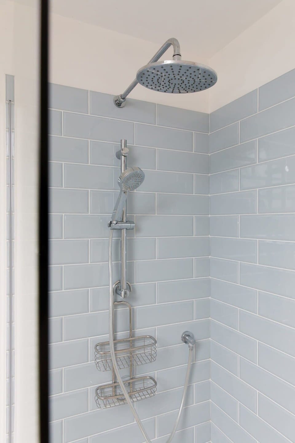 Large shower in the family bathroom.