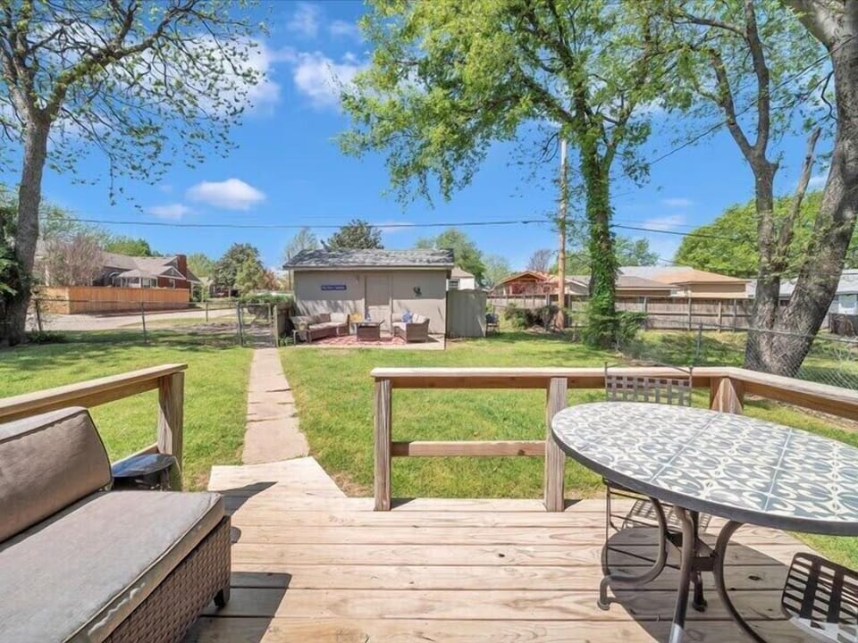 Enjoy your tea in the morning with this wood deck
