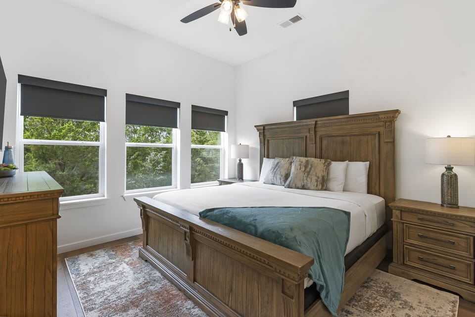Bedroom Two - Upstairs, King Bed, Attached Bath with a