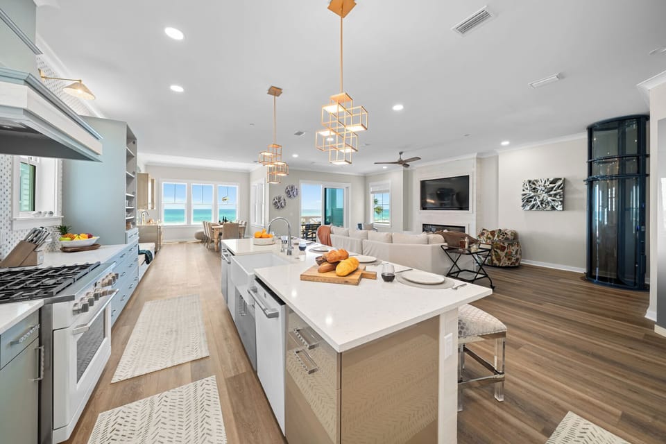 2nd Floor Fully Equipped Kitchen, Dining and Living Area
