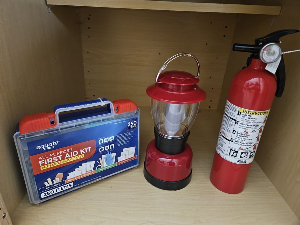 Grey Pines - First Aid Kit, Emergency Lantern, Fire Extinguisher
