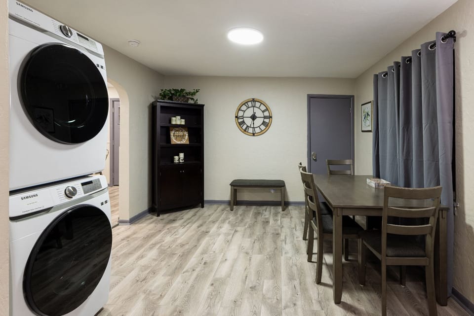 High-capacity Samsung washer and dryer located on the main level- no steps!