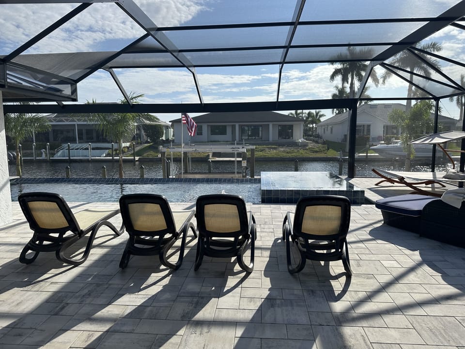 Pool with canal view