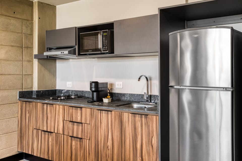 Premium Duplex Loft | Private kitchen | Espresso maker, full-size fridge, microwave, stovetop