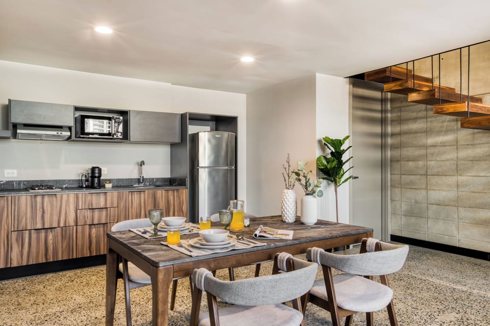 Premium Duplex Loft | Private kitchen | Espresso maker, full-size fridge, microwave, stovetop