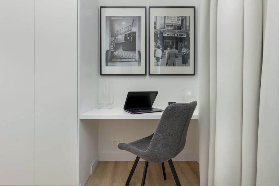 Desk with chair for remote work. 