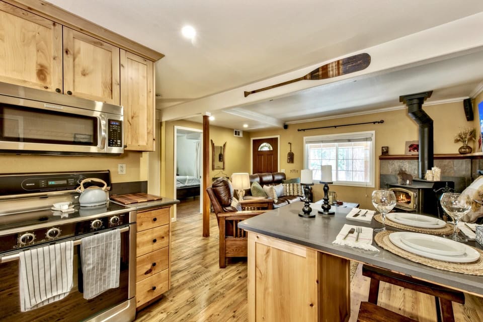 New granite and Appliances Kitchen and Living room together to enjoy friends and family