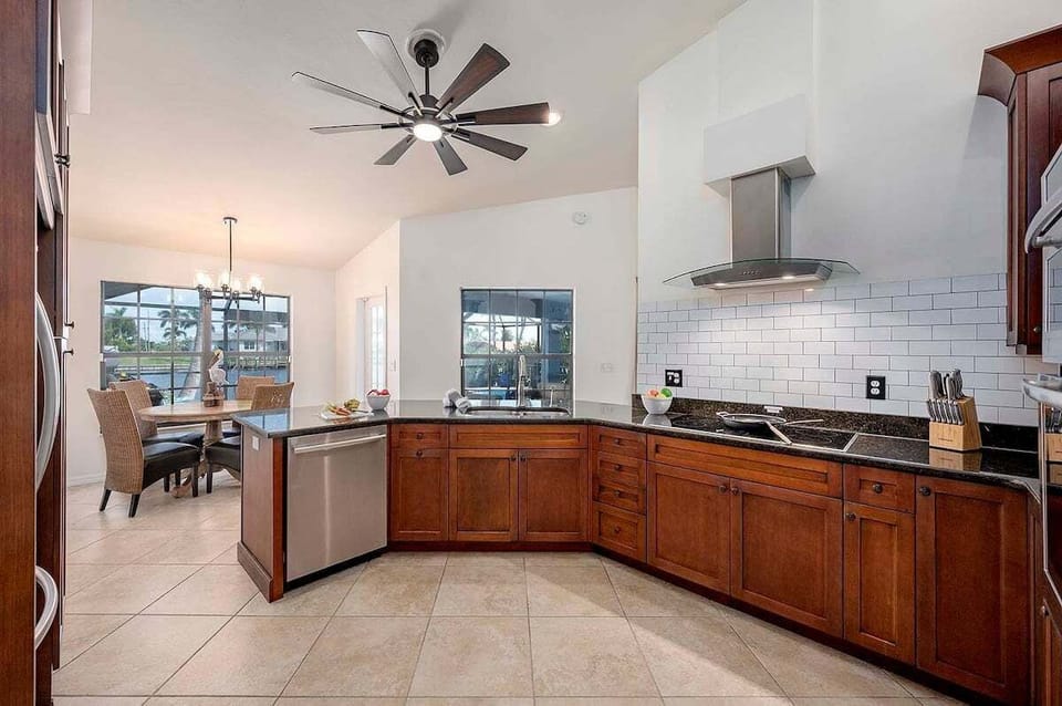 Kitchen has Great Views of the Patio and Nook Area