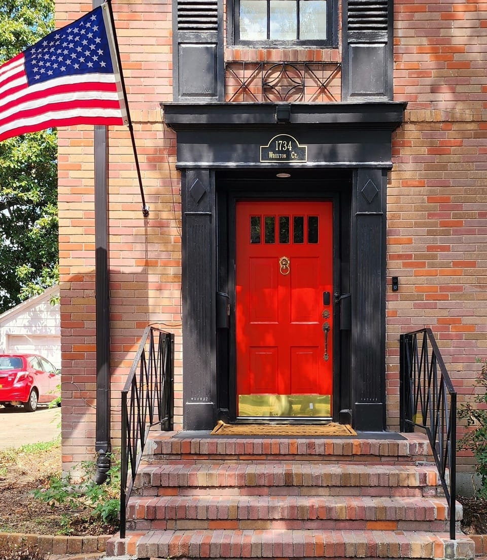 Some steps leading to the front Door of the building.