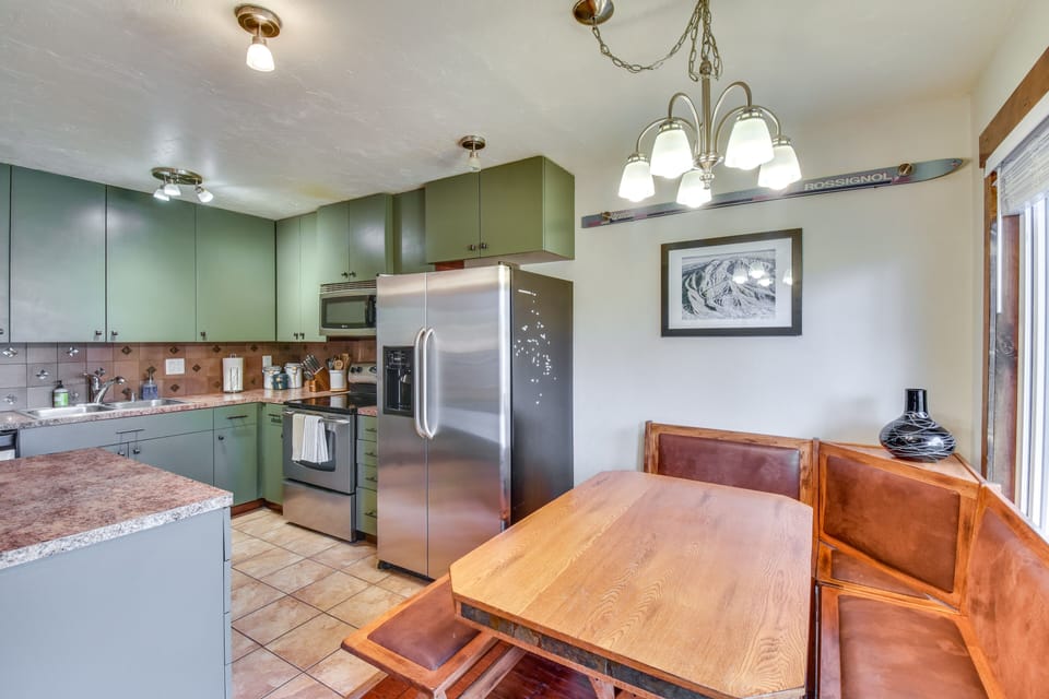 Kitchen | On-Site Shuttle Service | Steps to Ski Resort & Village