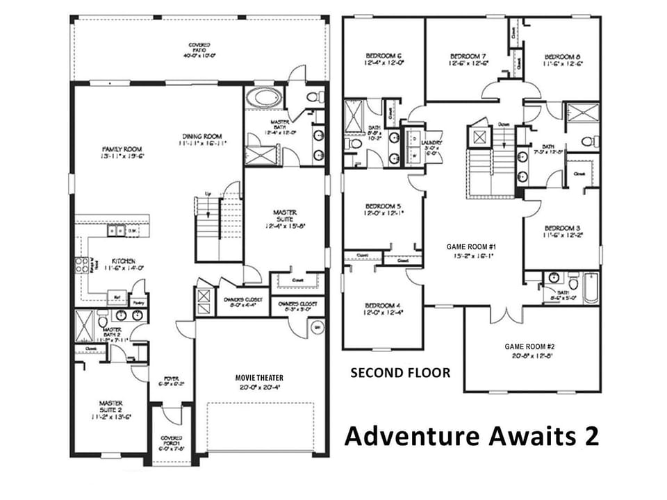 Floor Plan - Adventure Awaits 2 (The following bedrooms and bathrooms are labeled per this plan.)