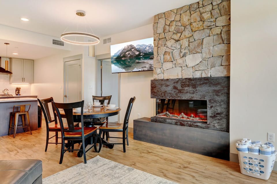 Cozy Up In Front Of The Custom Color Changing Fireplace Or Enjoy A Movie On The 55" HD TV