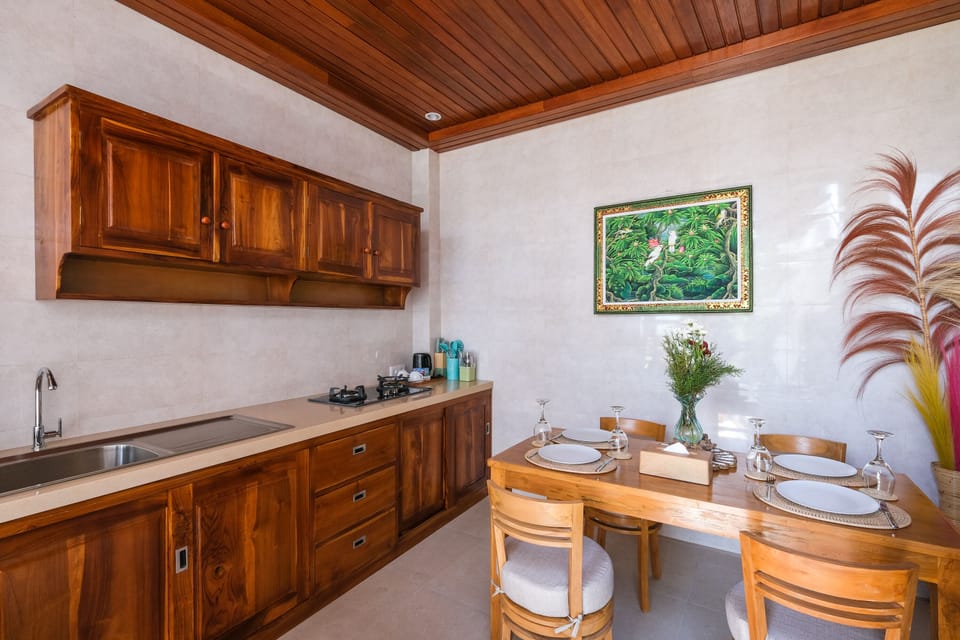 Villa, 2 Bedrooms | Private kitchen | Fridge, stovetop, electric kettle, cookware/dishes/utensils