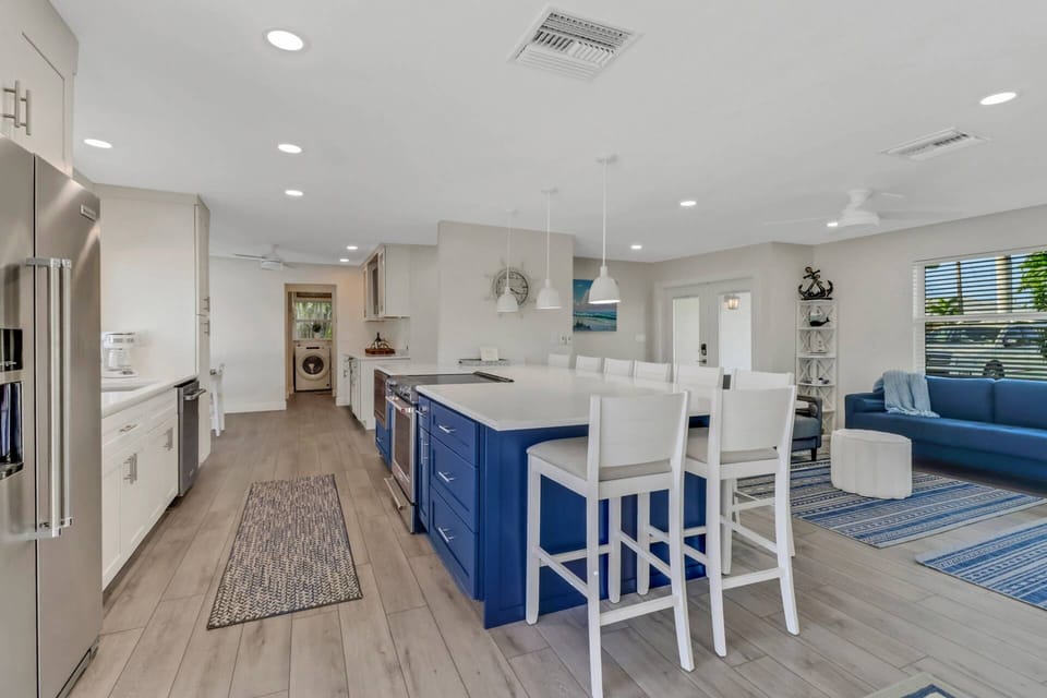 No detail has been overlooked - the upgraded appliances, spacious eating bar, and many of the kitchen tools you might want for vacation meals.