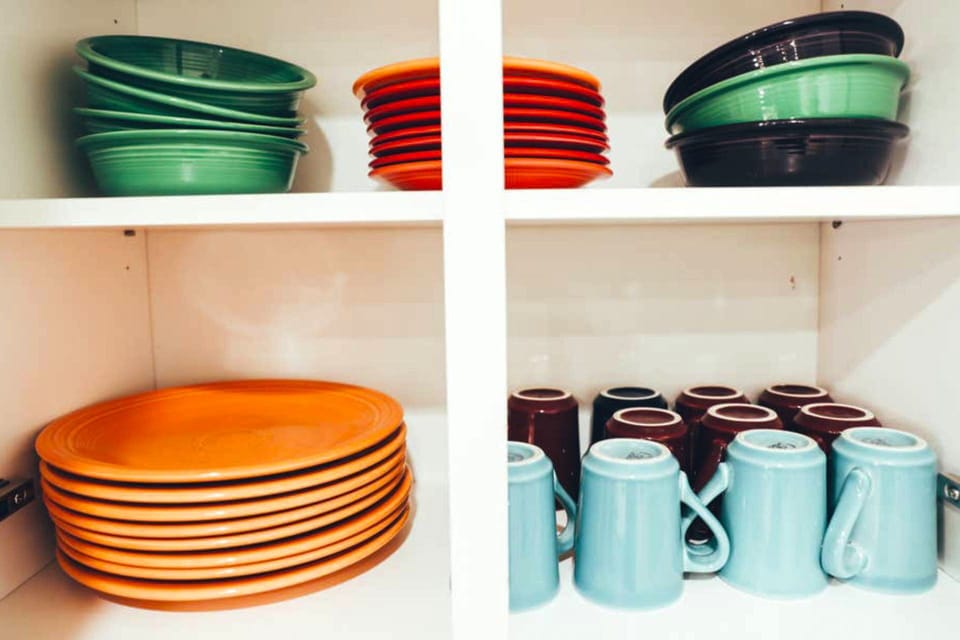 Dishes, glasses, and utensils provided.