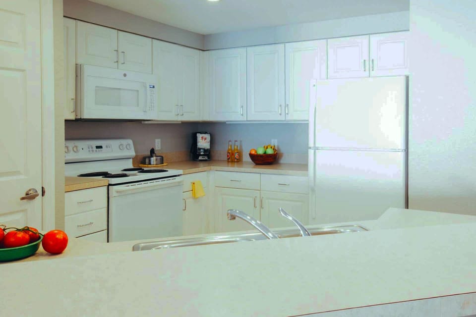 Full kitchen with all the necessities to cook.