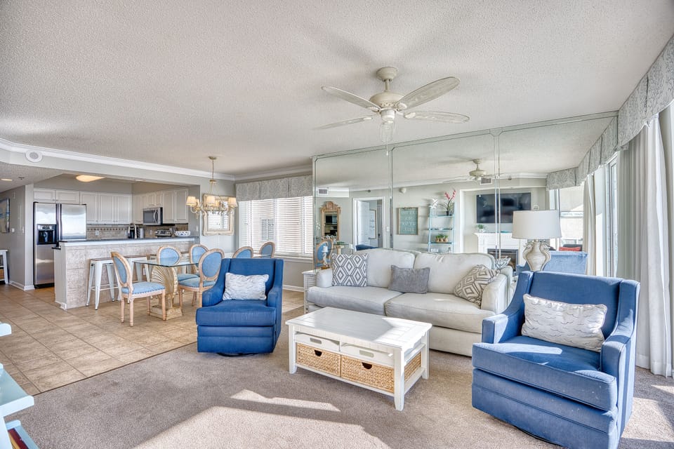 Living Room with Balcony Ocean Front View 