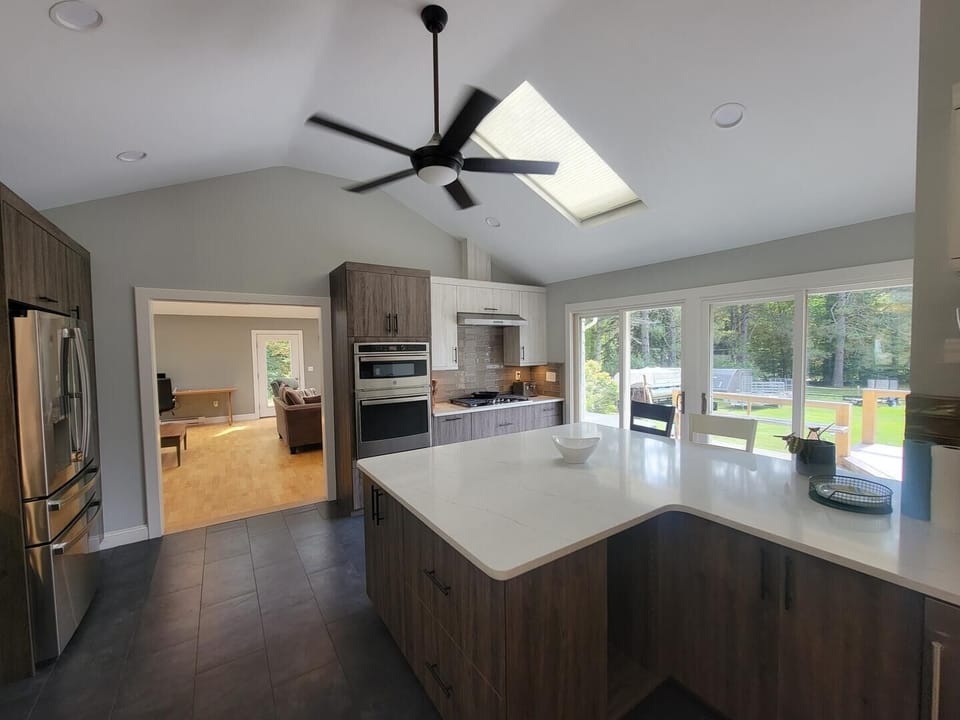 Bright Kitchen with sliders on to the back porch