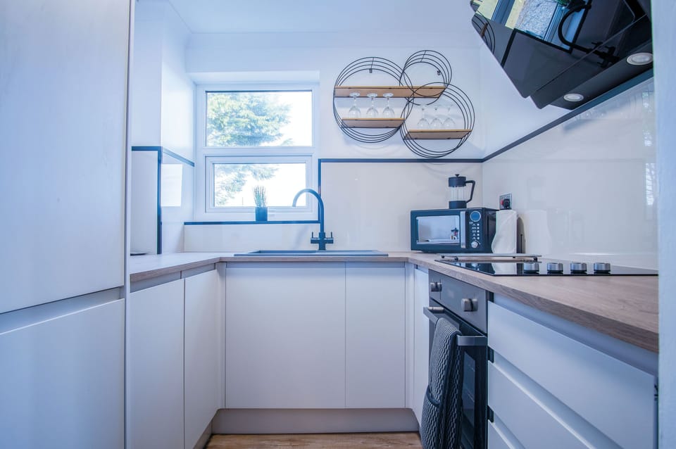 Luxury Apartment | Private kitchen | Fridge, microwave, oven, stovetop