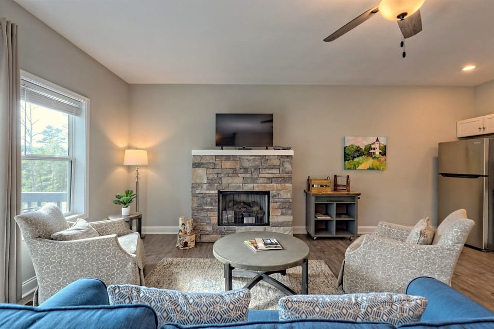 Cozy fireplace for cool nights