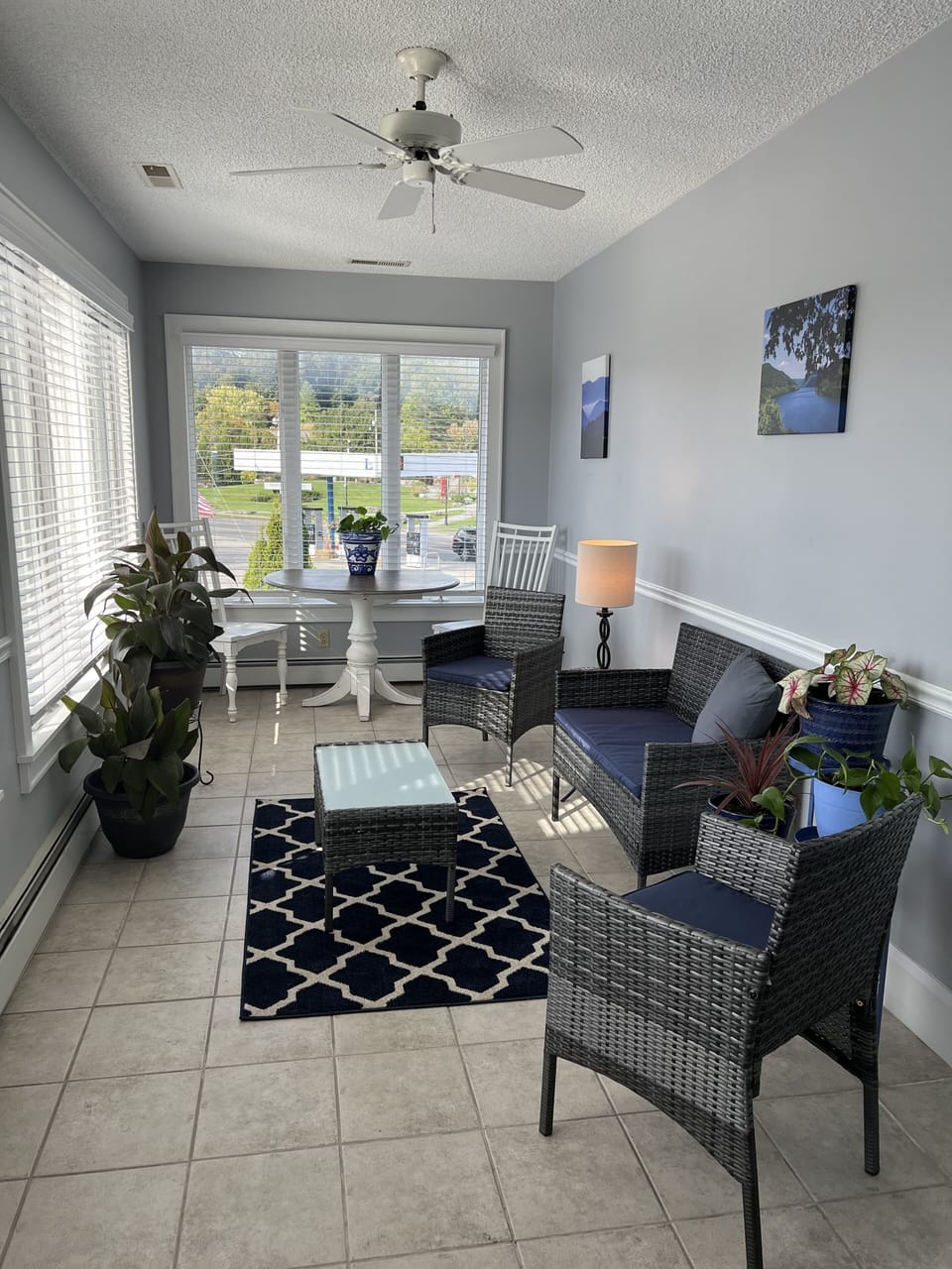 Sunroom faces west for spectacular views of the Appalachian sunset.