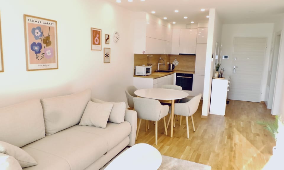 Luxury Apartment, 1 Bedroom, Non Smoking, River View | Living area | 55-inch Smart TV with cable channels, Netflix, streaming services