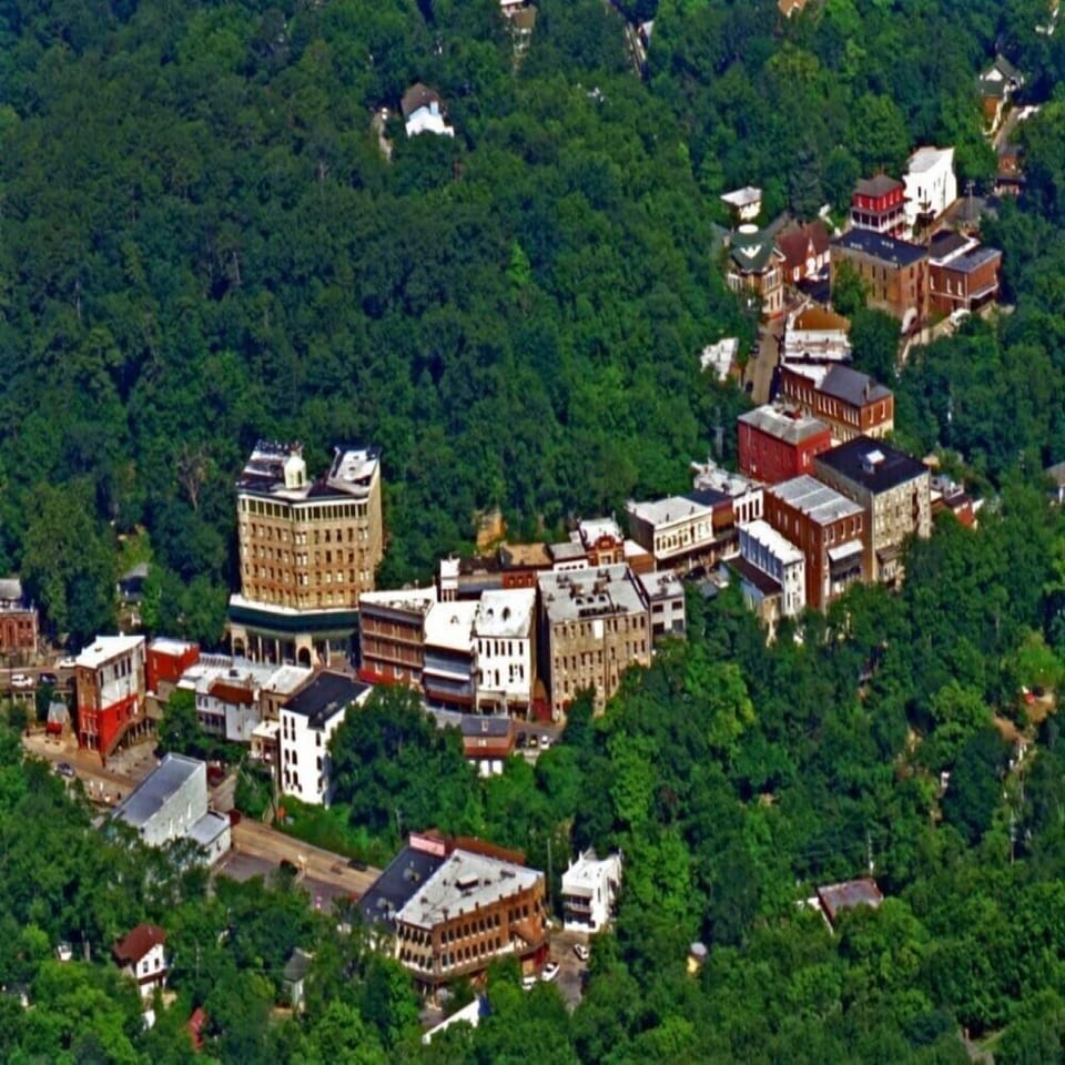 Ariel View of Downtown Eureka Springs.