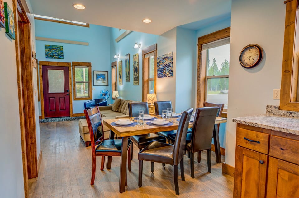 A view of the dining room from the kitchen