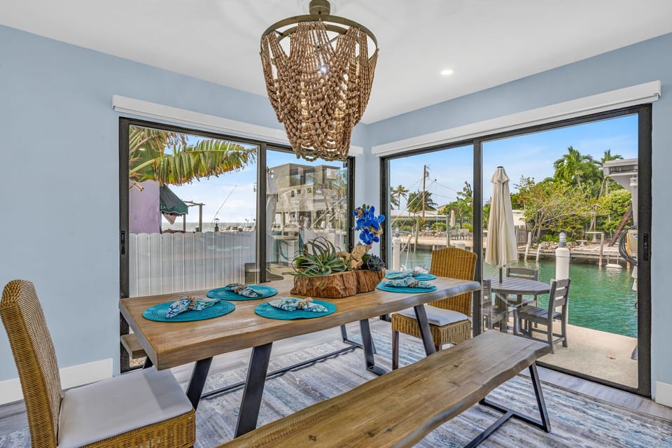 Dining Room with Dock & Canal View