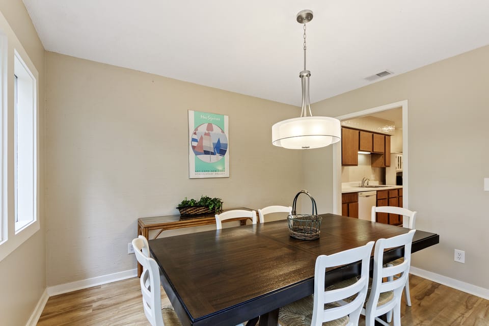 Dining table seats six