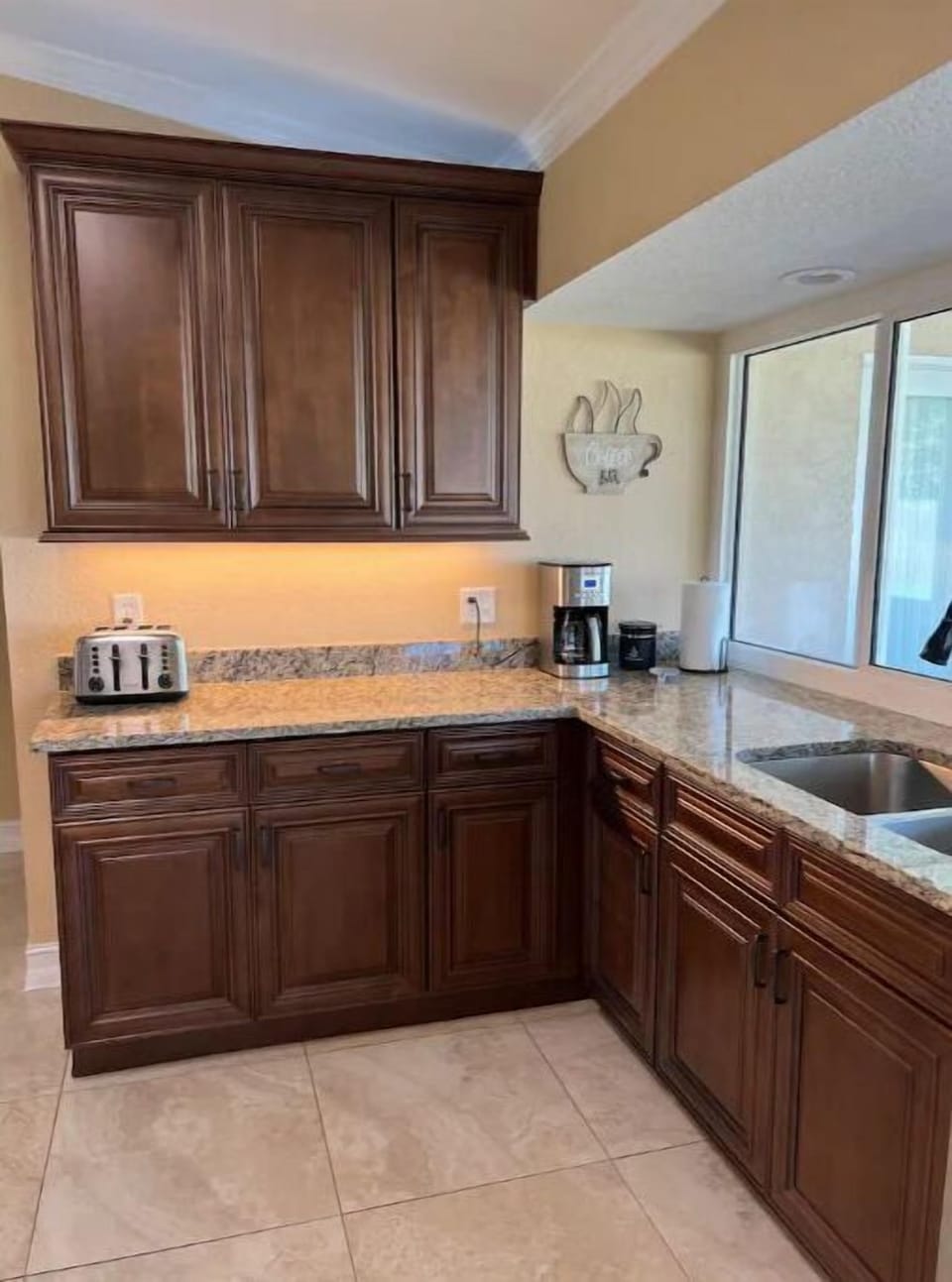 Kitchen with pass thru window