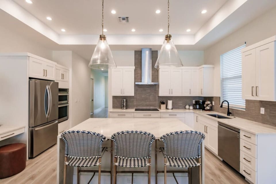 Fully Stocked Kitchen with Stainless Steel Appliances