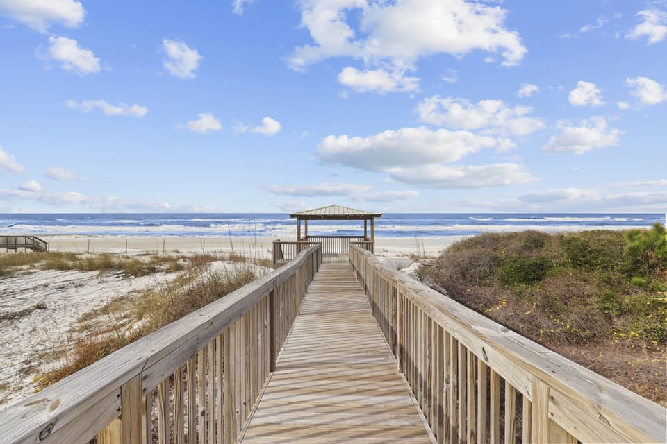 Private boardwalk and gazebo