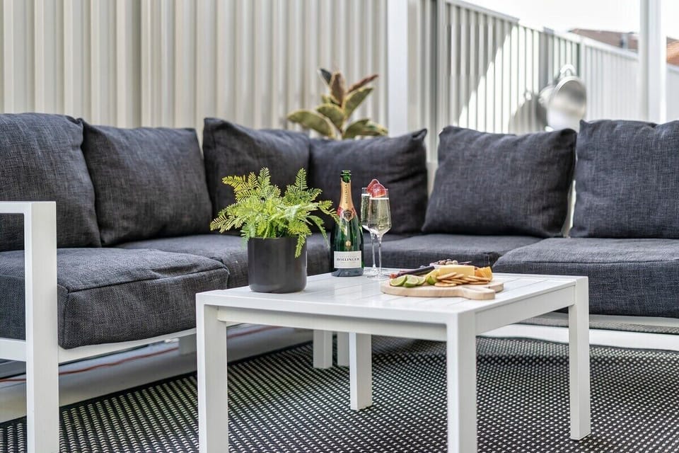 Outdoor sitting area.