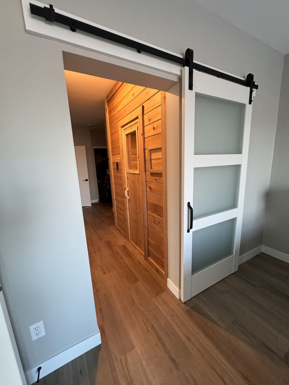 Entry to sauna from lower King bedroom.