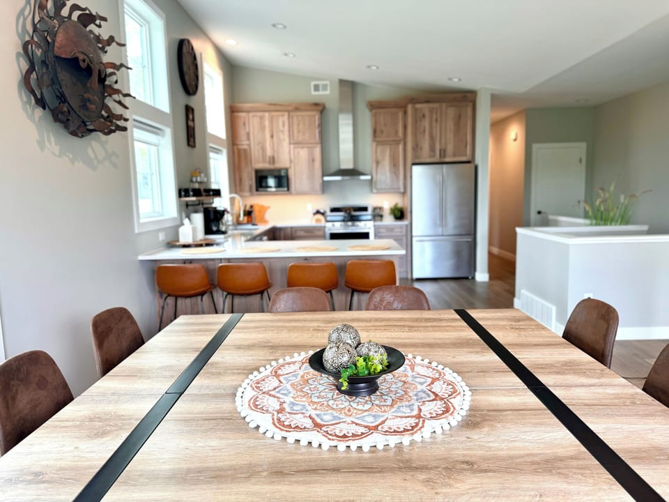 The dining area will accommodate up to 14 with lots of space for group cooking.