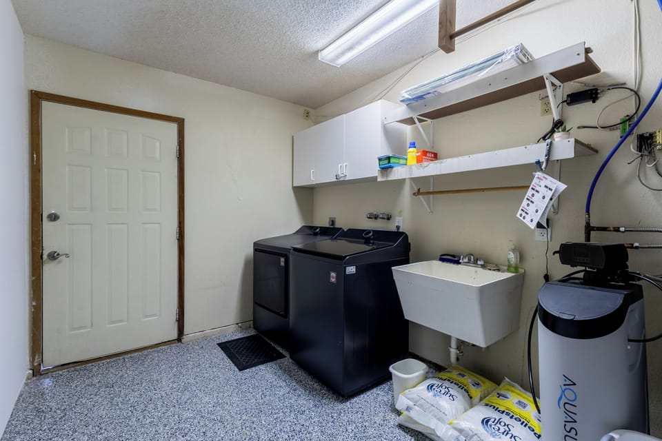 Garage with LG washer and dryer