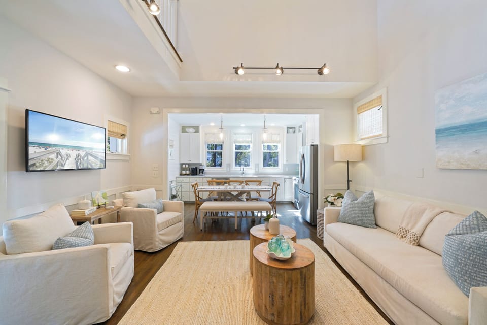 LARGE MOUNTED FLAT SCREEN TV, PERFECT FOR MOVIE NIGHTS