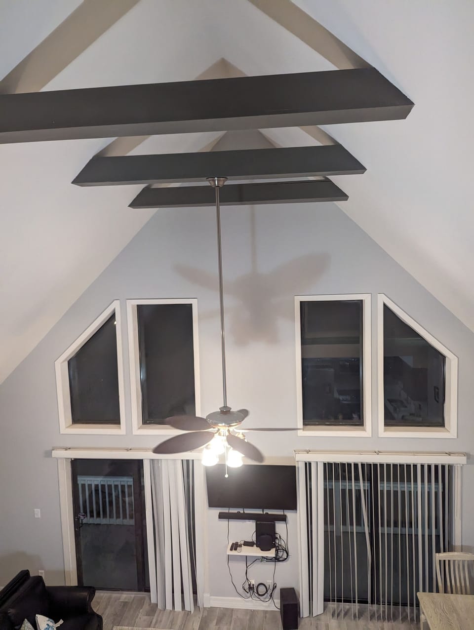 Windows and beams in main living area