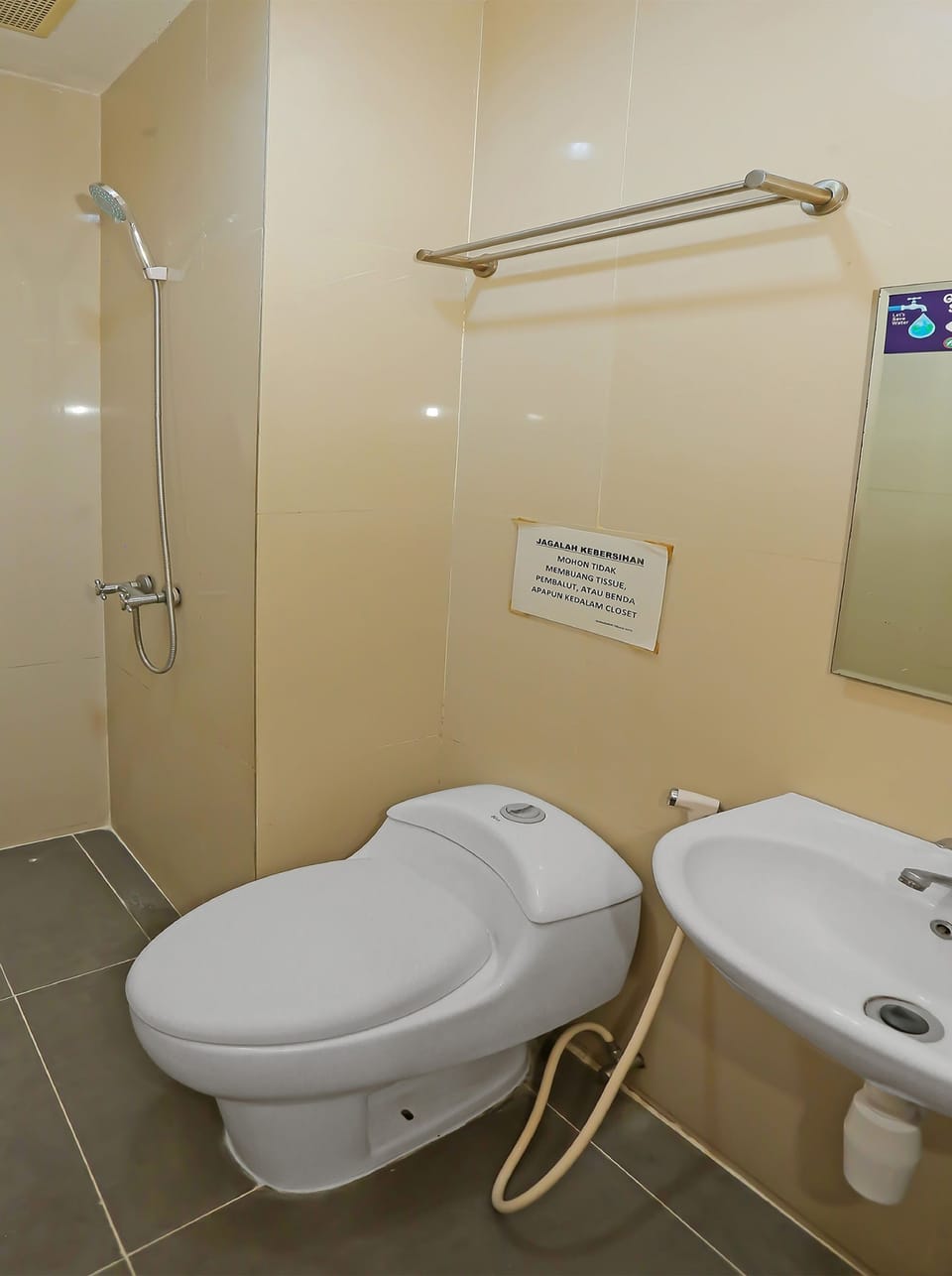 Shower, bidet, towels, toilet paper