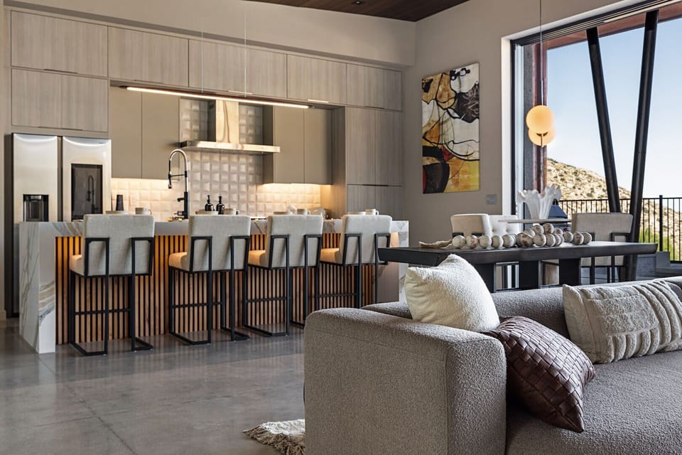 Open living and dining area