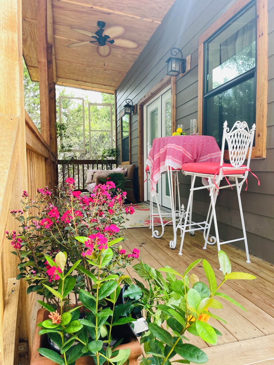 Relax on your 24’x 6’ private covered porch.