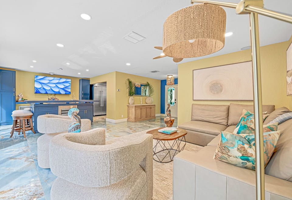 Open living room and kitchen