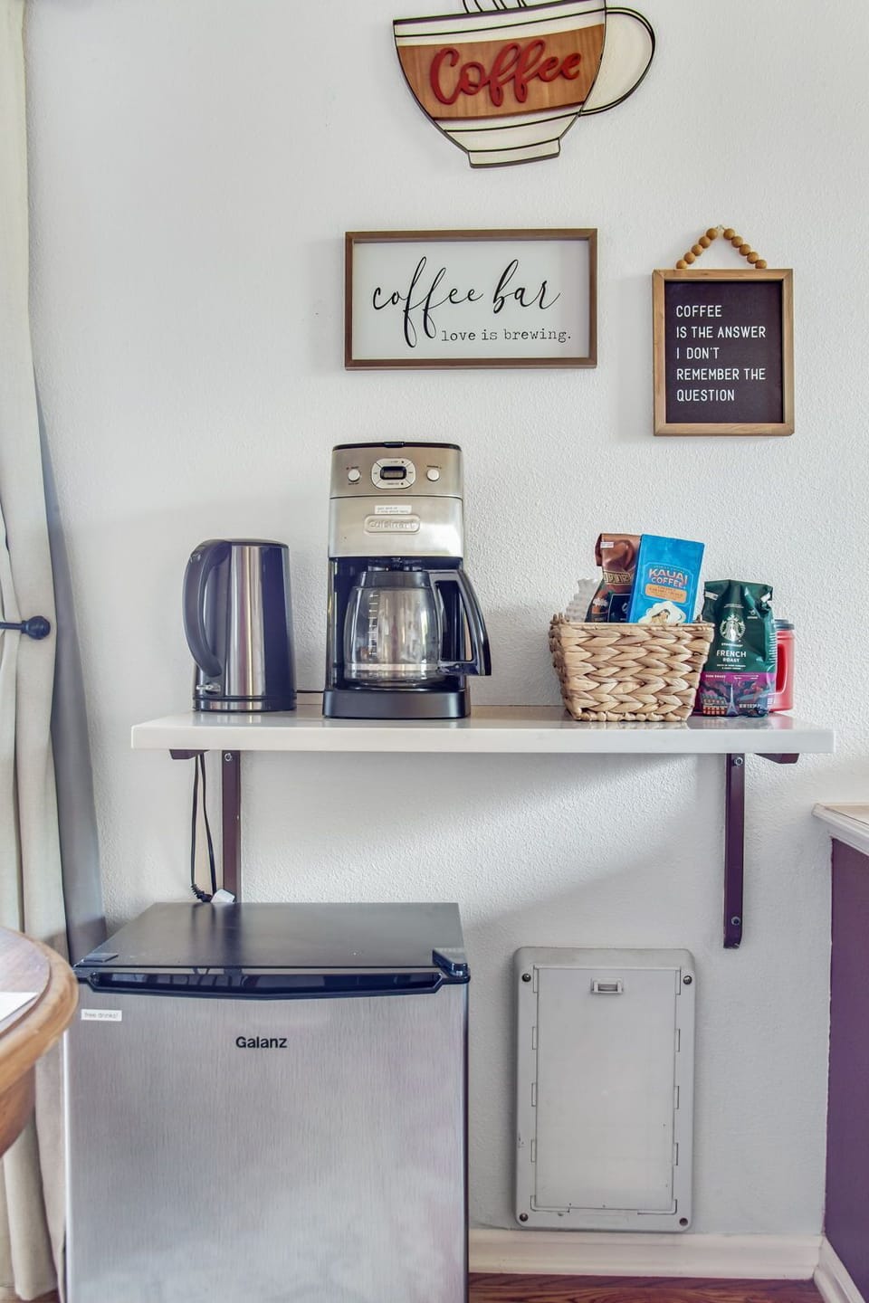 Coffee Bar for Coffee, Tea, and Snacks :)