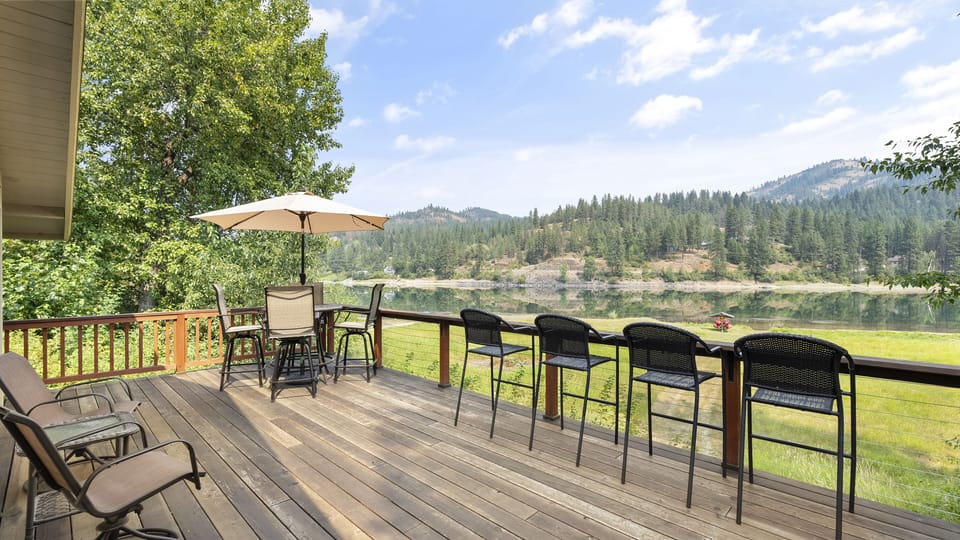 View from the deck right outside the cozy livingroom