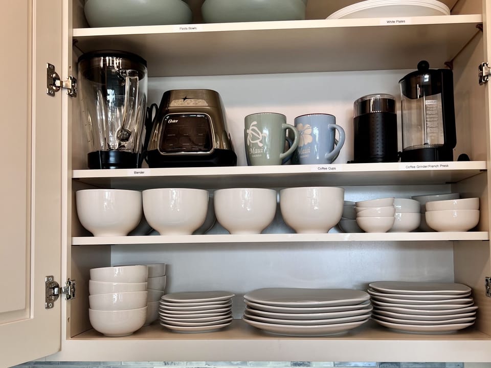 Well-stocked kitchen with most everything you might need for your get-away.