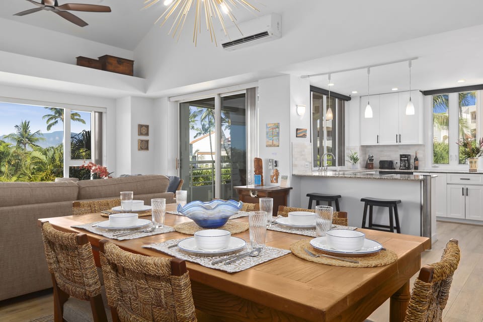 Spacious dining area with seating for six
