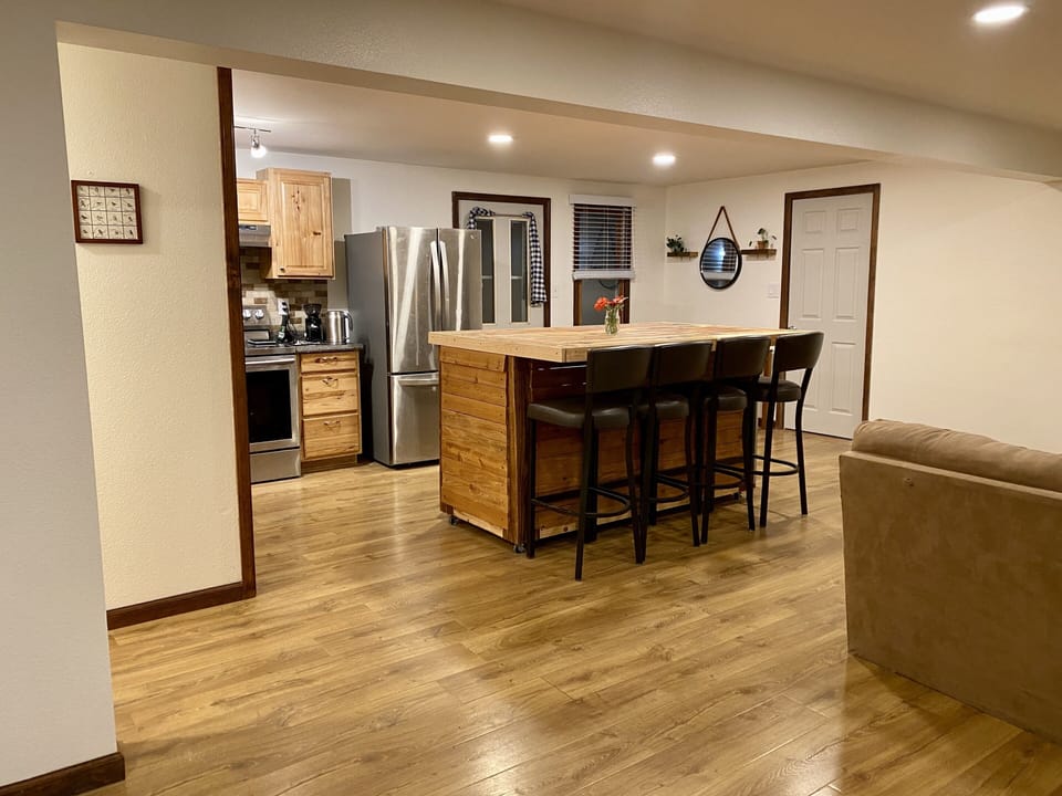 View of the kitchen from the front door