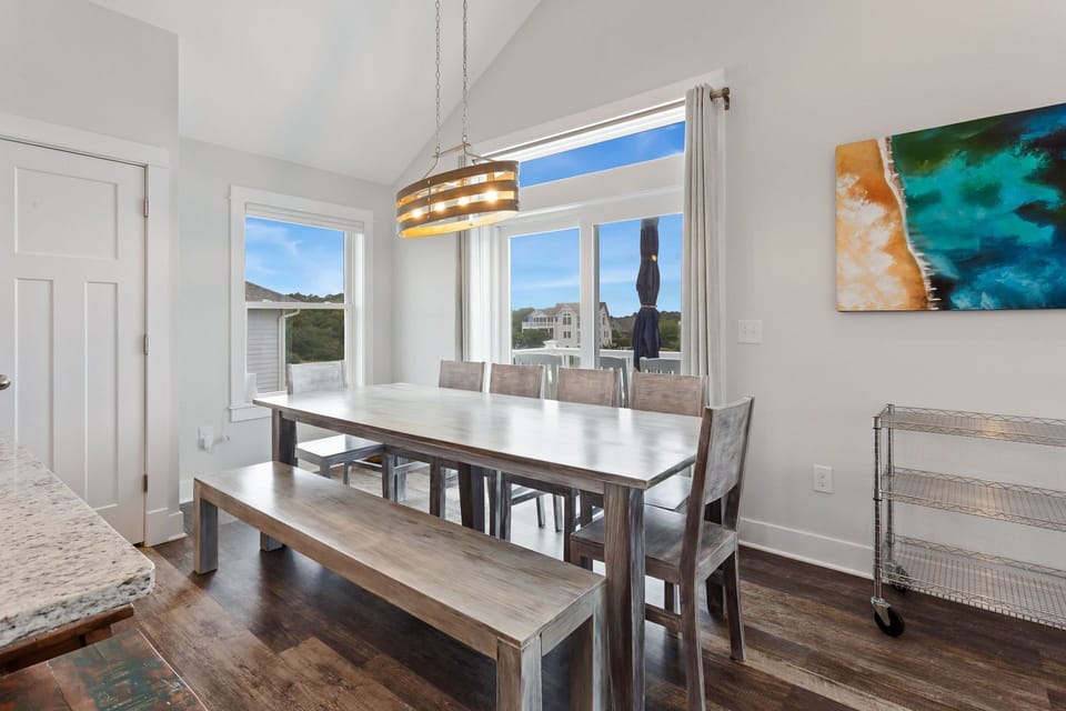 Eat together in the well-lit Dining Area.
