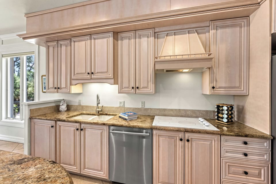The kitchen work area.